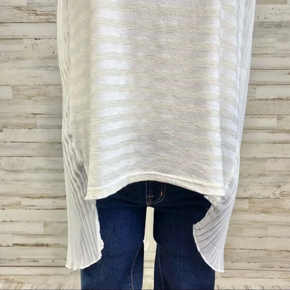 Ipekyol Sleeveless Striped Top Womens Size XS White Cream Chiffon Pleated Back - Picture 4 of 11